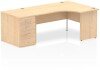 Dynamic Impulse Corner Desk with Panel End Leg and 800mm Fixed Pedestal - 1600 x 1200mm - Maple