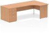 Dynamic Impulse Corner Desk with Panel End Leg and 800mm Fixed Pedestal - 1800 x 1200mm - Oak
