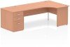 Dynamic Impulse Corner Desk with Panel End Leg and 800mm Fixed Pedestal - 1800 x 1200mm - Beech