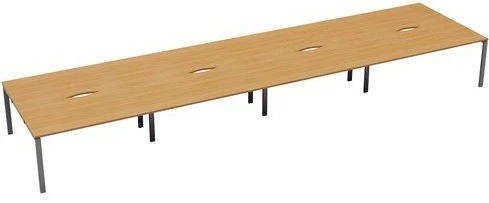 TC Bench Desk, Pod of 8, Full Depth - 5600 x 1600mm - Beech