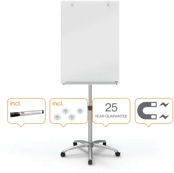 Nobo Glass Mobile Magnetic Flipchart Easel 1850mm x 700mm