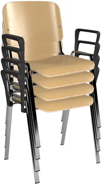 Dams Taurus Wooden Stacking Chair with Arms - Pack of 4 - Beech