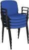 Dams Taurus Black Frame Stacking Chair with Arms - Pack of 4 - Blue