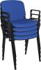 Dams Taurus Black Frame Stacking Chair with Arms - Pack of 4 - Blue