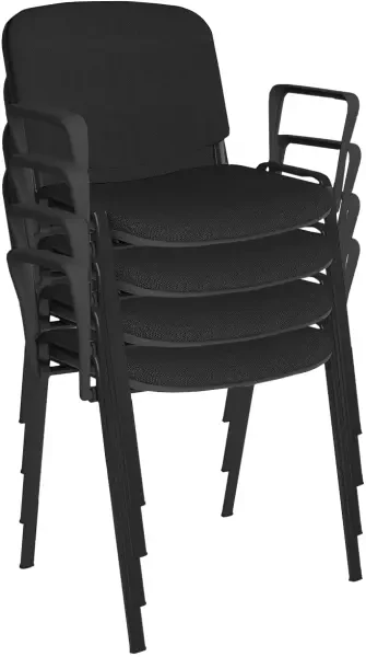 Dams Taurus Black Frame Stacking Chair with Arms - Pack of 4 - Black