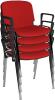 Dams Taurus Chrome Frame Stacking Chair with Arms - Pack of 4 - Red