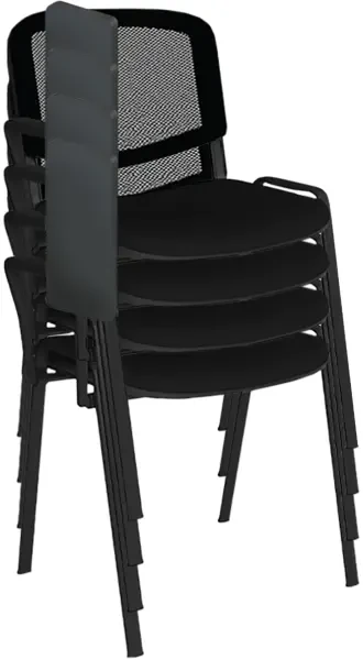 Dams Taurus Mesh Stacking Chairs with Writing Tablet - Pack of 4 - Black