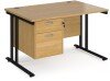 Dams Maestro 25 Rectangular Desk with Twin Cantilever Legs and 2 Drawer Fixed Pedestal - 1200 x 800mm - Oak