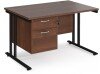 Dams Maestro 25 Rectangular Desk with Twin Cantilever Legs and 2 Drawer Fixed Pedestal - 1200 x 800mm - Walnut