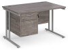 Dams Maestro 25 Rectangular Desk with Twin Cantilever Legs and 2 Drawer Fixed Pedestal - 1200 x 800mm - Grey Oak