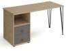 Dams Tikal Rectangular Desk with Hairpin Legs and 2 Drawer Support Pedestal - 1400mm x 600mm - Onyx Grey