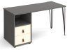 Dams Tikal Rectangular Desk with Hairpin Legs and 2 Drawer Support Pedestal - 1400mm x 600mm - White