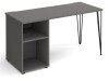 Dams Tikal Rectangular Desk with Hairpin Legs and Support Pedestal - 1400mm x 600mm - Onyx Grey