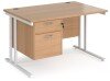 Dams Maestro 25 Rectangular Desk with Twin Cantilever Legs and 2 Drawer Fixed Pedestal - 1200 x 800mm - Beech