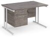 Dams Maestro 25 Rectangular Desk with Twin Cantilever Legs and 2 Drawer Fixed Pedestal - 1200 x 800mm - Grey Oak