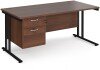 Dams Maestro 25 Rectangular Desk with Twin Cantilever Legs and 2 Drawer Fixed Pedestal - 1600 x 800mm - Walnut