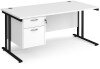 Dams Maestro 25 Rectangular Desk with Twin Cantilever Legs and 2 Drawer Fixed Pedestal - 1600 x 800mm - White