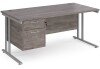 Dams Maestro 25 Rectangular Desk with Twin Cantilever Legs and 2 Drawer Fixed Pedestal - 1600 x 800mm - Grey Oak