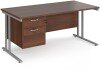 Dams Maestro 25 Rectangular Desk with Twin Cantilever Legs and 2 Drawer Fixed Pedestal - 1600 x 800mm - Walnut