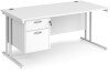 Dams Maestro 25 Rectangular Desk with Twin Cantilever Legs and 2 Drawer Fixed Pedestal - 1600 x 800mm - White