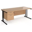 Dams Maestro 25 Rectangular Desk with Twin Cantilever Legs and 2 Drawer Fixed Pedestal - 1800 x 800mm