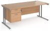 Dams Maestro 25 Rectangular Desk with Twin Cantilever Legs and 2 Drawer Fixed Pedestal - 1800 x 800mm - Beech