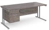Dams Maestro 25 Rectangular Desk with Twin Cantilever Legs and 2 Drawer Fixed Pedestal - 1800 x 800mm - Grey Oak