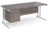 Dams Maestro 25 Rectangular Desk with Twin Cantilever Legs and 2 Drawer Fixed Pedestal - 1800 x 800mm - Grey Oak