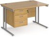 Dams Maestro 25 Rectangular Desk with Twin Cantilever Legs and 3 Drawer Fixed Pedestal - 1200 x 800mm - Oak