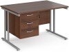 Dams Maestro 25 Rectangular Desk with Twin Cantilever Legs and 3 Drawer Fixed Pedestal - 1200 x 800mm - Walnut