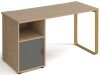 Dams Cairo Rectangular Desk with Sleigh Frame Legs and 1 Door Support Pedestal - 1400 x 600mm - Kendal Oak