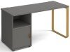 Dams Cairo Rectangular Desk with Sleigh Frame Legs and 1 Door Support Pedestal - 1400 x 600mm - Onyx Grey