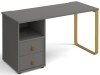 Dams Cairo Rectangular Desk with Sleigh Frame Legs and 2 Drawer Support Pedestal - 1400 x 600mm - Onyx Grey