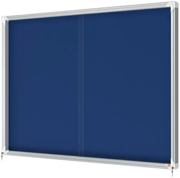 Nobo Premium Plus Felt Lockable Sliding Notice Board 18 x A4 Blue