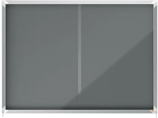 Nobo Premium Plus Felt Lockable Sliding Notice Board 18 x A4 Grey