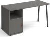 Dams Sparta Rectangular Desk with A-Frame Legs and 1 Door Support Pedestal - 1400 x 600mm - Onyx Grey