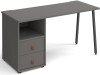 Dams Sparta Rectangular Desk with A-Frame Legs and 2 Drawer Support Pedestal - 1400 x 600mm - Onyx Grey
