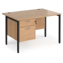 Dams Maestro 25 Rectangular Desk with Straight Legs and 2 Drawer Fixed Pedestal - 1200 x 800mm