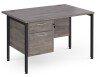 Dams Maestro 25 Rectangular Desk with Straight Legs and 2 Drawer Fixed Pedestal - 1200 x 800mm - Grey Oak
