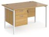 Dams Maestro 25 Rectangular Desk with Straight Legs and 2 Drawer Fixed Pedestal - 1200 x 800mm - Oak