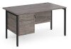 Dams Maestro 25 Rectangular Desk with Straight Legs and 2 Drawer Fixed Pedestal - 1400 x 800mm - Grey Oak