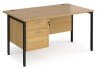 Dams Maestro 25 Rectangular Desk with Straight Legs and 2 Drawer Fixed Pedestal - 1400 x 800mm - Oak