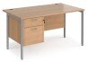 Dams Maestro 25 Rectangular Desk with Straight Legs and 2 Drawer Fixed Pedestal - 1400 x 800mm - Beech