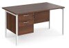 Dams Maestro 25 Rectangular Desk with Straight Legs and 2 Drawer Fixed Pedestal - 1400 x 800mm - Walnut