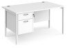 Dams Maestro 25 Rectangular Desk with Straight Legs and 2 Drawer Fixed Pedestal - 1400 x 800mm - White