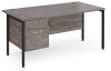 Dams Maestro 25 Rectangular Desk with Straight Legs and 2 Drawer Fixed Pedestal - 1600 x 800mm - Grey Oak
