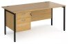 Dams Maestro 25 Rectangular Desk with Straight Legs and 2 Drawer Fixed Pedestal - 1600 x 800mm - Oak