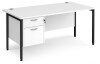 Dams Maestro 25 Rectangular Desk with Straight Legs and 2 Drawer Fixed Pedestal - 1600 x 800mm - White