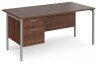 Dams Maestro 25 Rectangular Desk with Straight Legs and 2 Drawer Fixed Pedestal - 1600 x 800mm - Walnut