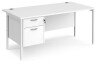 Dams Maestro 25 Rectangular Desk with Straight Legs and 2 Drawer Fixed Pedestal - 1600 x 800mm - White